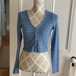 NWT ONLY Striped Blue, Teal and Purple Cropped Cardigan Top